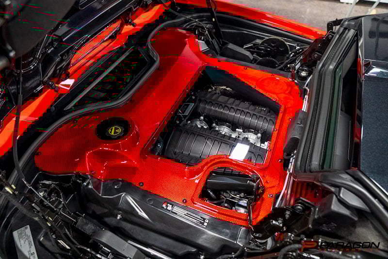 C8 Carbon Fiber Clear Engine Bay Cover - Convertible | 2020-2024