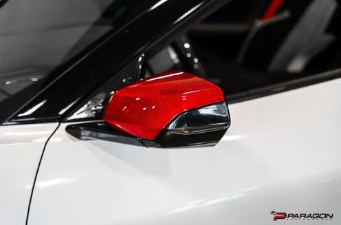 C8 Corvette Red Carbon Fiber Mirror Overlays | 2020-2024