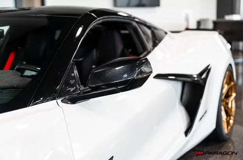 C8 Corvette Red Carbon Fiber Mirror Overlays | 2020-2024