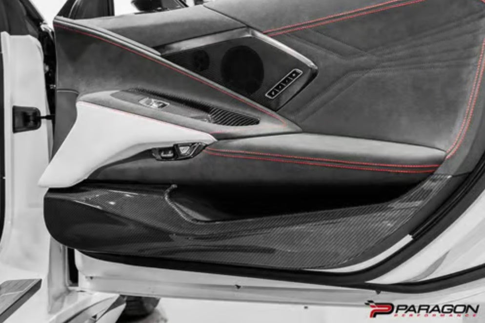 C8 Corvette Carbon Fiber Door Kick Panel Overlay