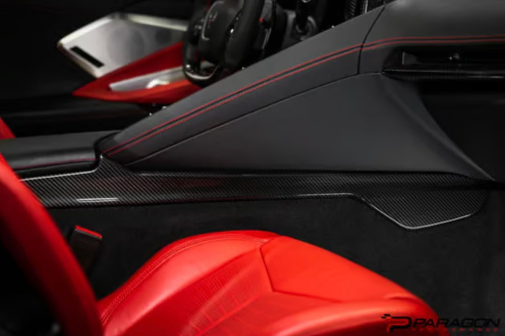 C8 Corvette Carbon Fiber Lower Center Console Trim Overlays