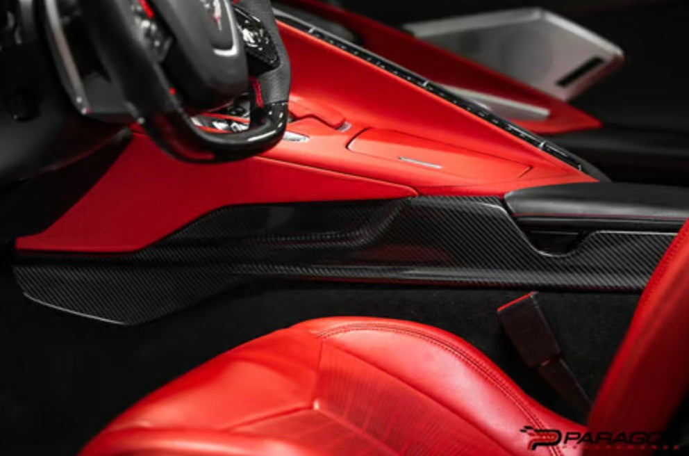 C8 Corvette Carbon Fiber Lower Center Console Trim Overlays