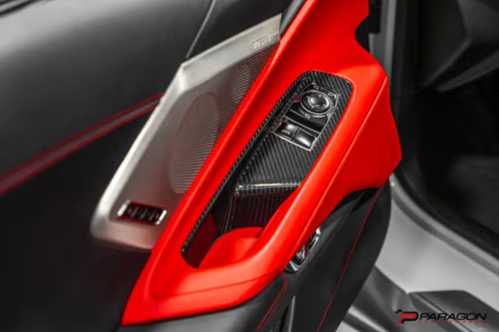 C8 Corvette Carbon Fiber Window Switch Covers - HTC