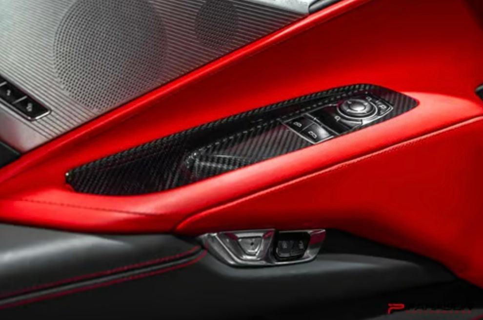 C8 Corvette Carbon Fiber Window Switch Covers - HTC
