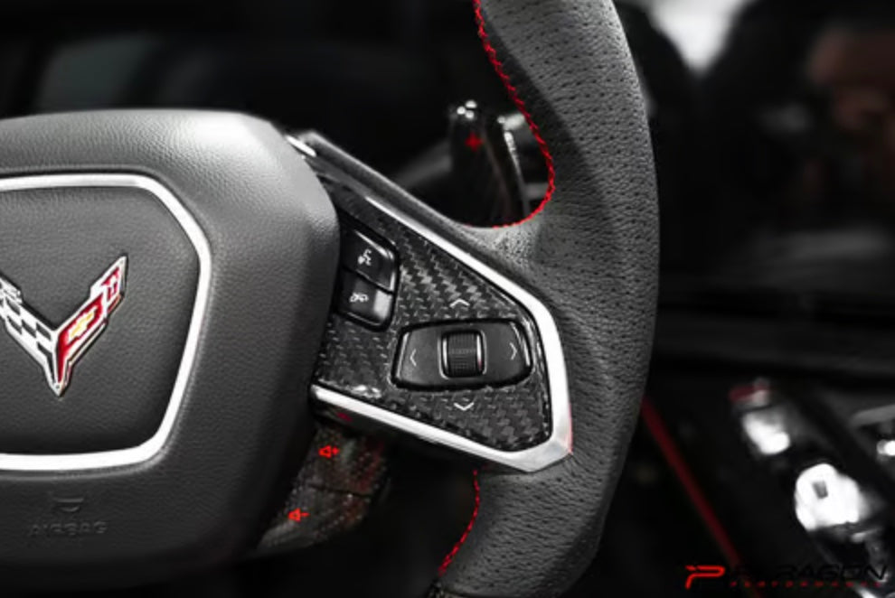 C8 Corvette Steering Wheel Black Side Covers - HEATED