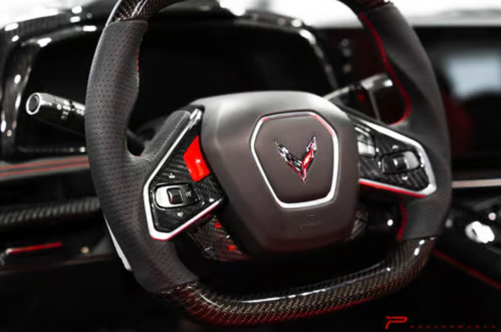 C8 Corvette Steering Wheel Black Side Covers - 1LT Only - NON HEATED