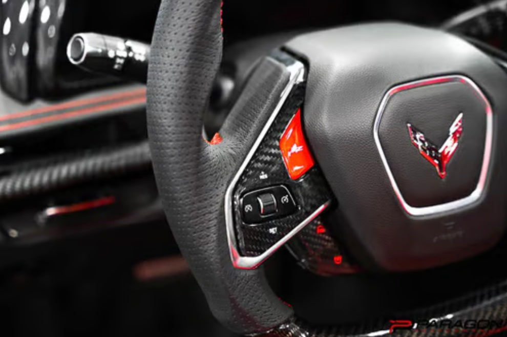 C8 Corvette Steering Wheel Black Side Covers - 1LT Only - NON HEATED