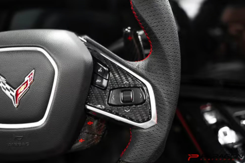 C8 Corvette Steering Wheel Black Side Covers - 1LT Only - NON HEATED