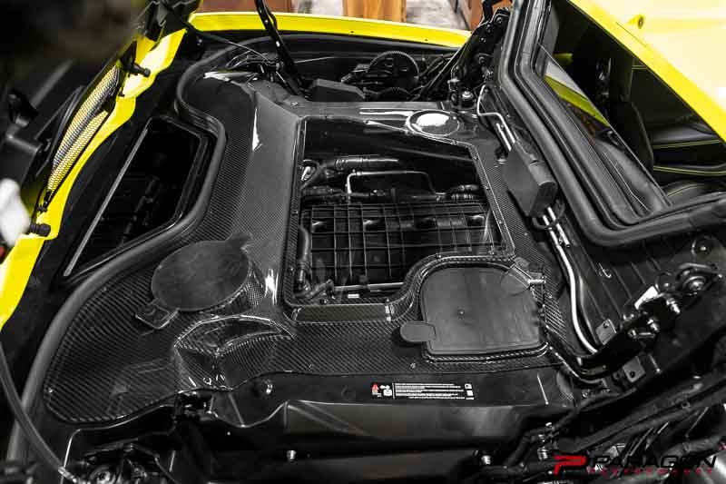 C8 Carbon Fiber Clear Engine Bay Cover - Convertible | 2020-2024